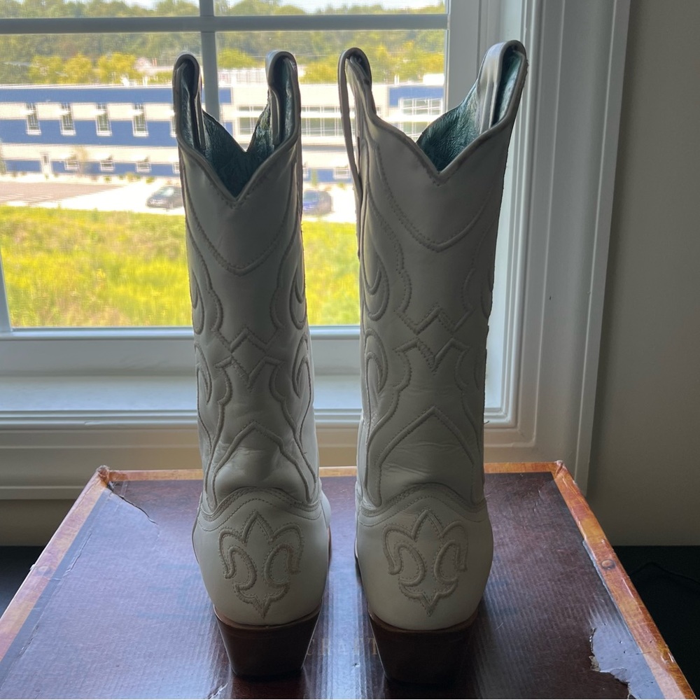 Corral White Leather Western Heeled Cowboy Boots - Picture 4 of 6